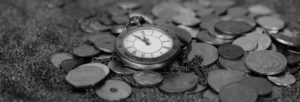 Clock on coins