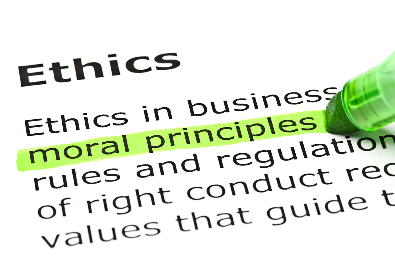 'Moral principles' highlighted in green